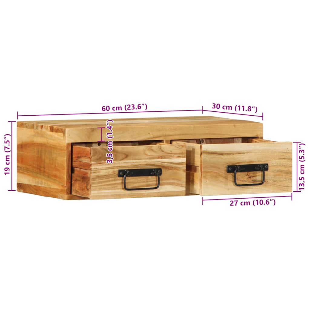 Zidni TV ormarić 60x30x19 cm puno drvo bagrem