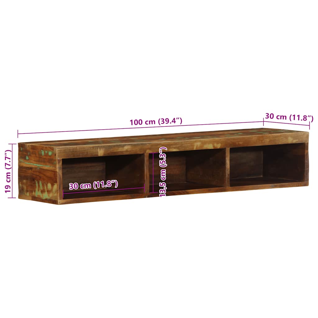 Zidni TV ormarić 100x30x19 cm Obrađeno puno drvo
