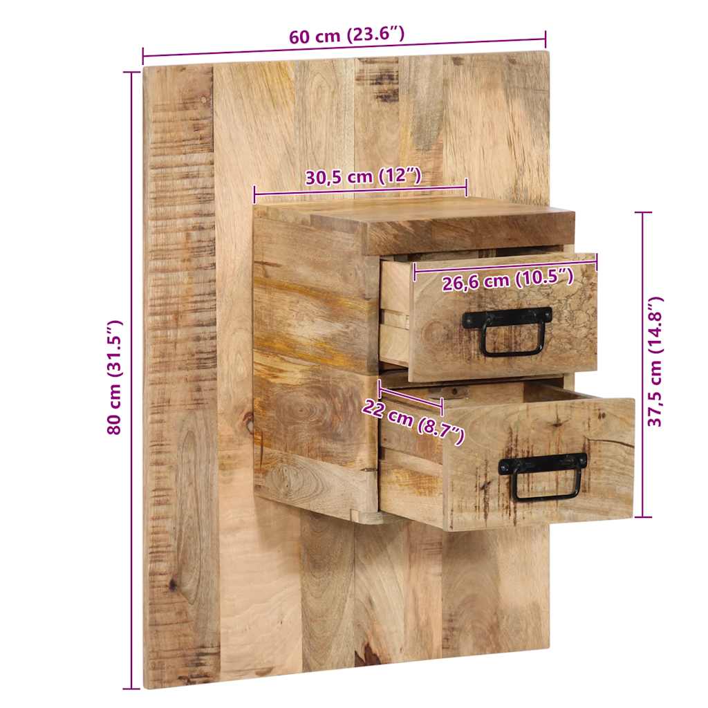 Noćni ormarić 60x32x80 cm Puno grubo drvo Mango