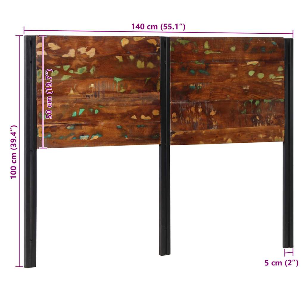Uzglavlje kreveta 140 cm Puno obrađeno drvo i željezo