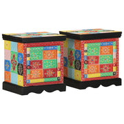Noćni ormarić 2 kom višebojni 40x35x45 cm Puno drvo Mango