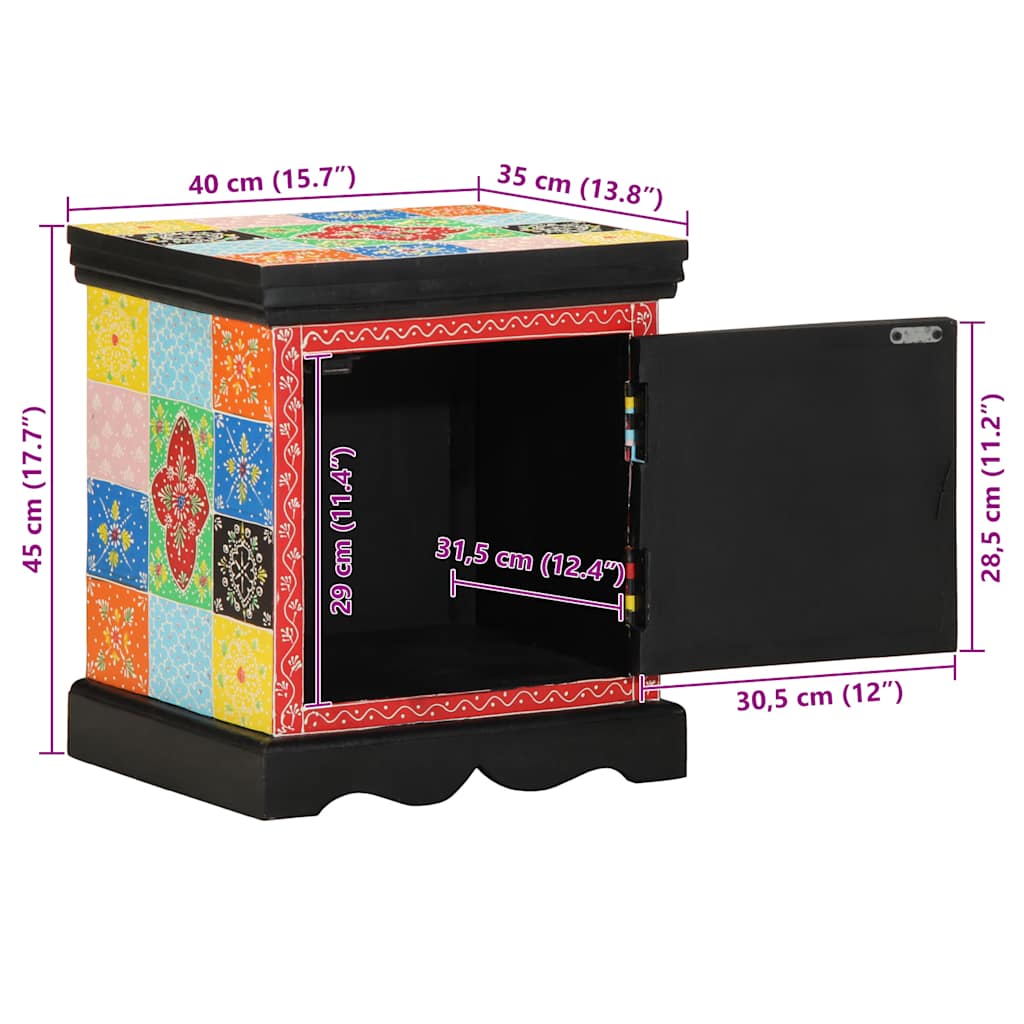 Noćni ormarić 2 kom višebojni 40x35x45 cm Puno drvo Mango