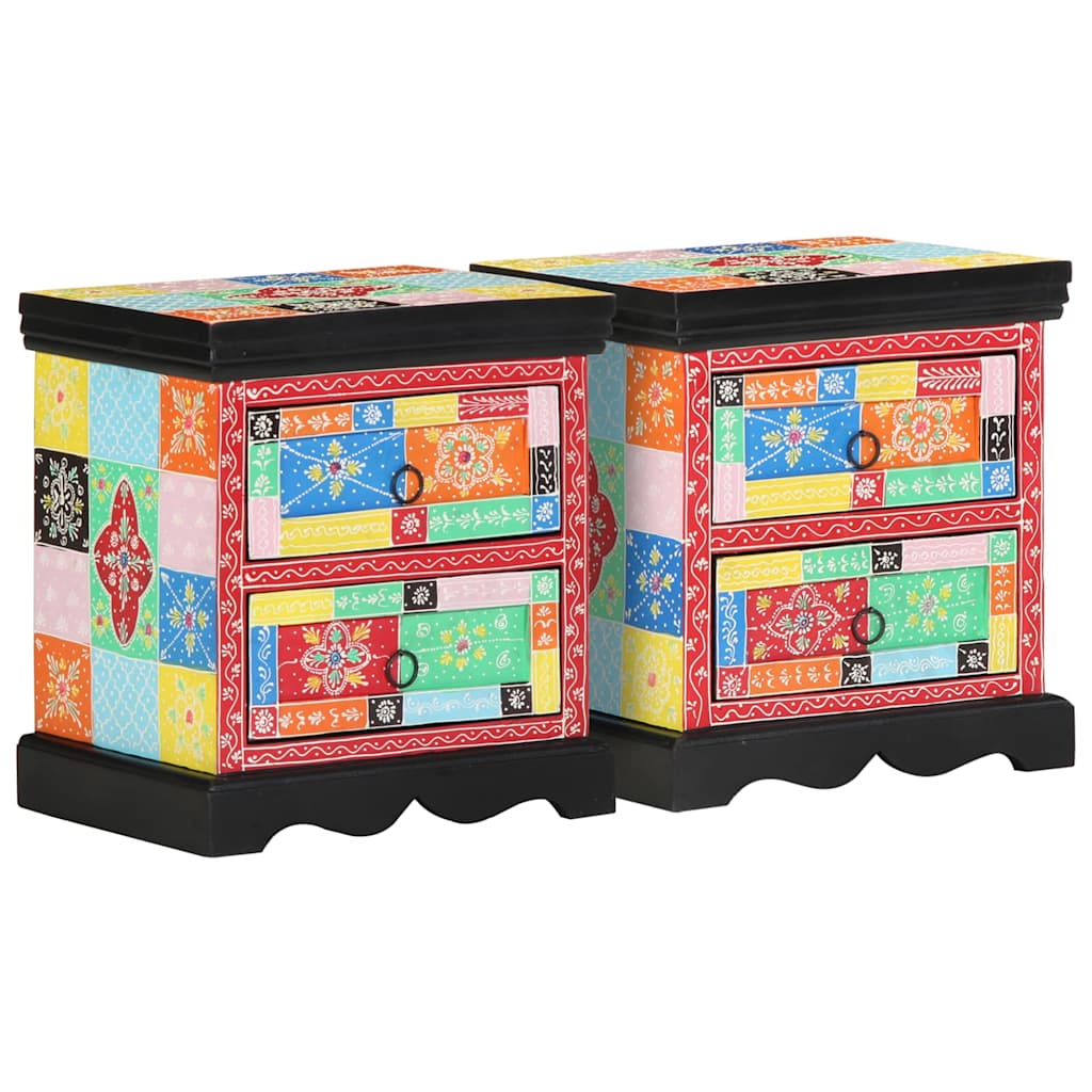 Noćni ormar 2 pcs Šareni 40 x 35 x 45 cm Čvrsto drvo manga