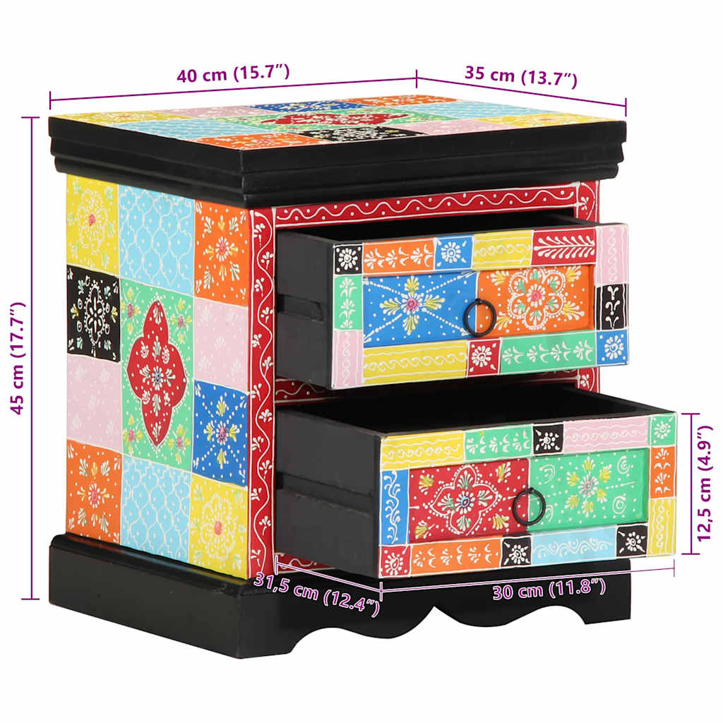 Noćni ormar 2 pcs Šareni 40 x 35 x 45 cm Čvrsto drvo manga
