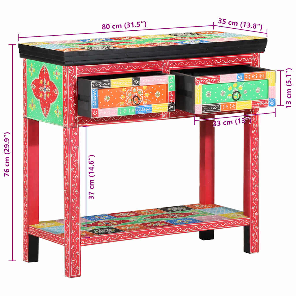 Konzolna stolica s ladicama s pohranom Šareni 80 x 35 x 76 cm