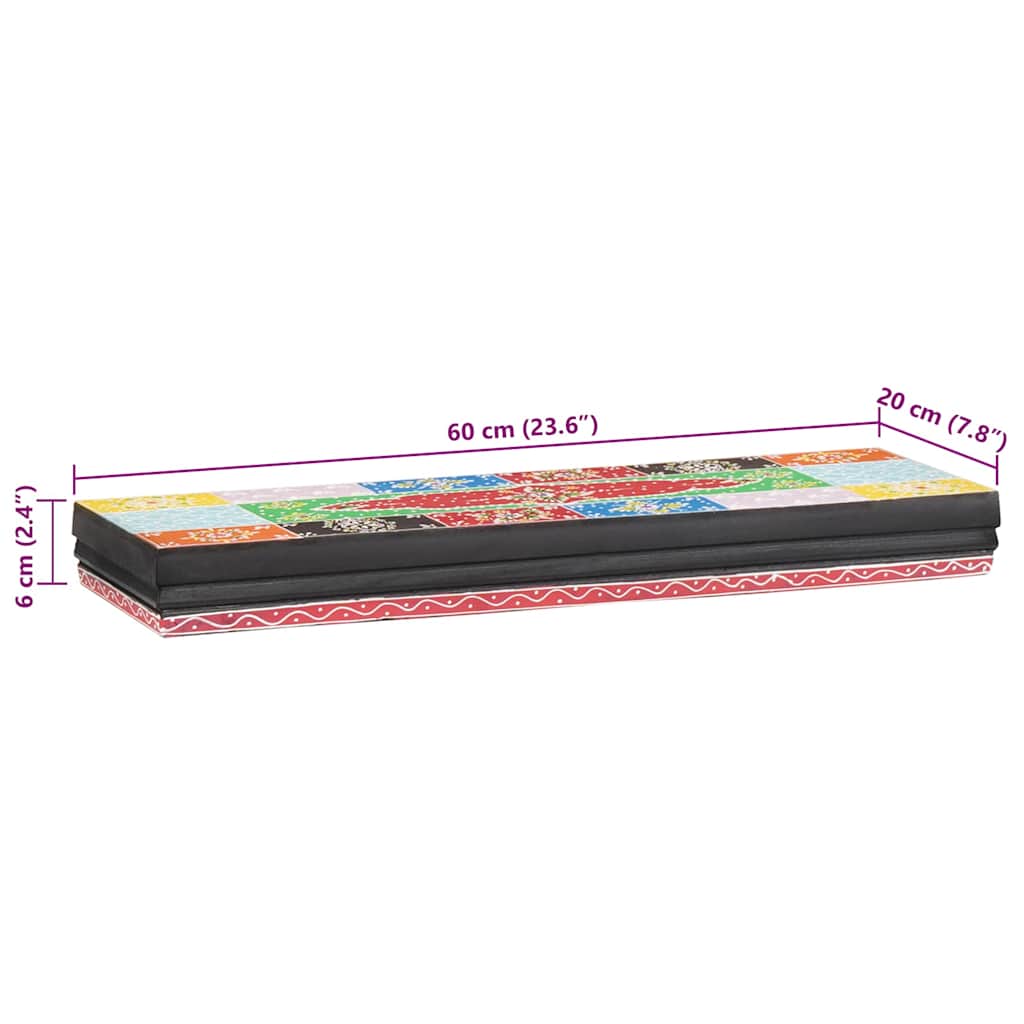 Police na zidu Zidne Šareni 60 x 20 x 6 cm Čvrsto drvo manga