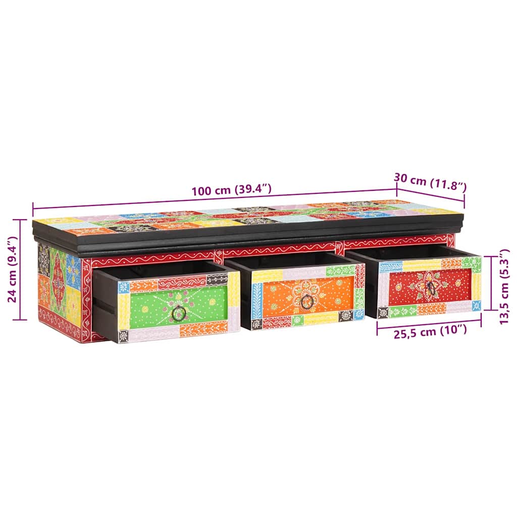 TV ormar s ladicama Šareni 100 x 30 x 24 cm Čvrsto drvo manga