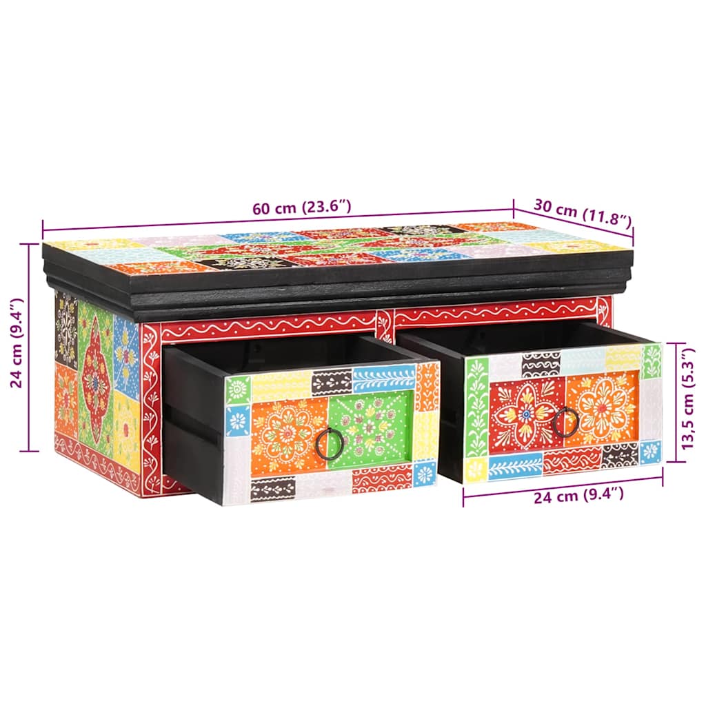 TV ormar s ladicama Šareni 60 x 30 x 24 cm Čvrsto drvo manga