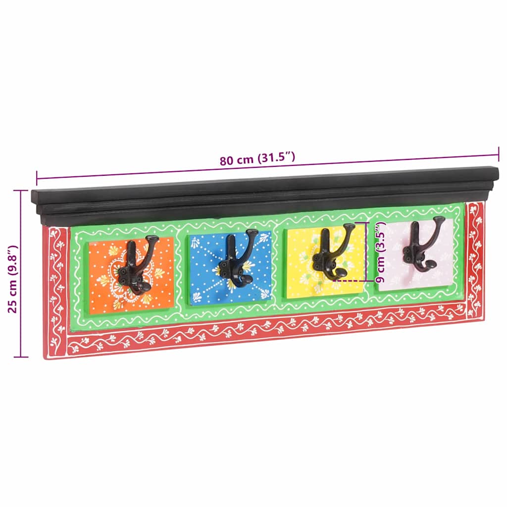 Vješalica za kapute Crna 80 x 25 x 2 cm Čvrsto drvo manga