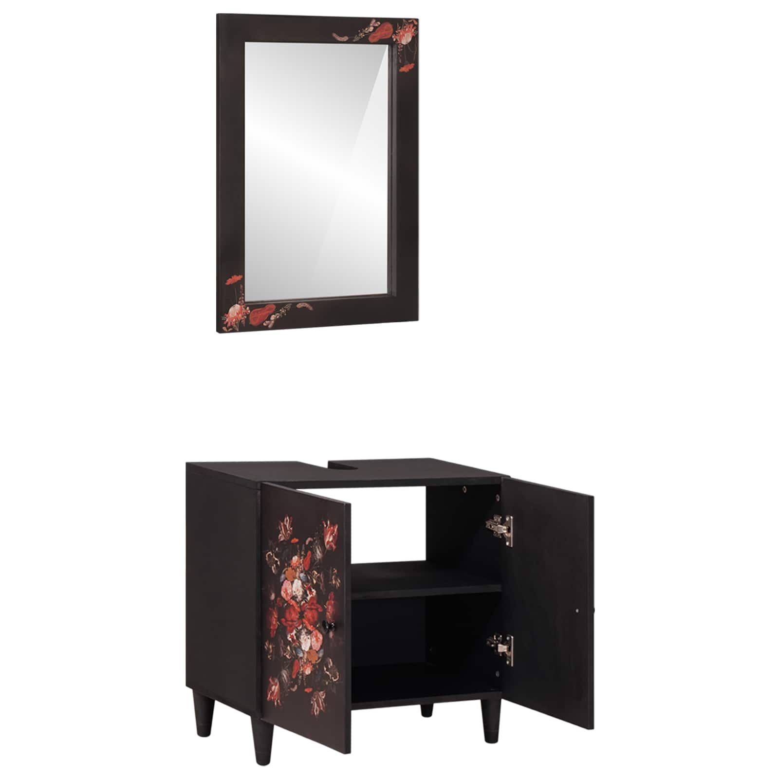 Set ormarića za kupaonicu Zidne 2 pcs Čvrsto drvo manga