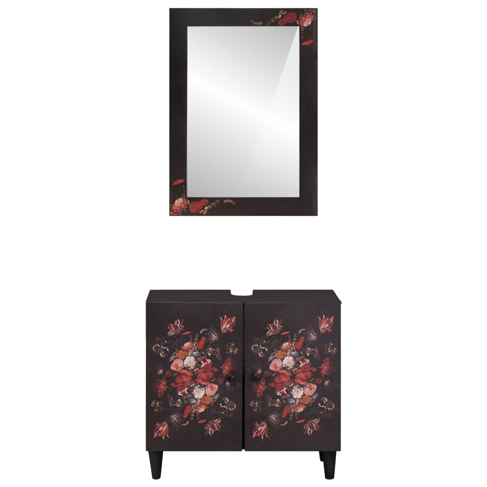 Set ormarića za kupaonicu Zidne 2 pcs Čvrsto drvo manga