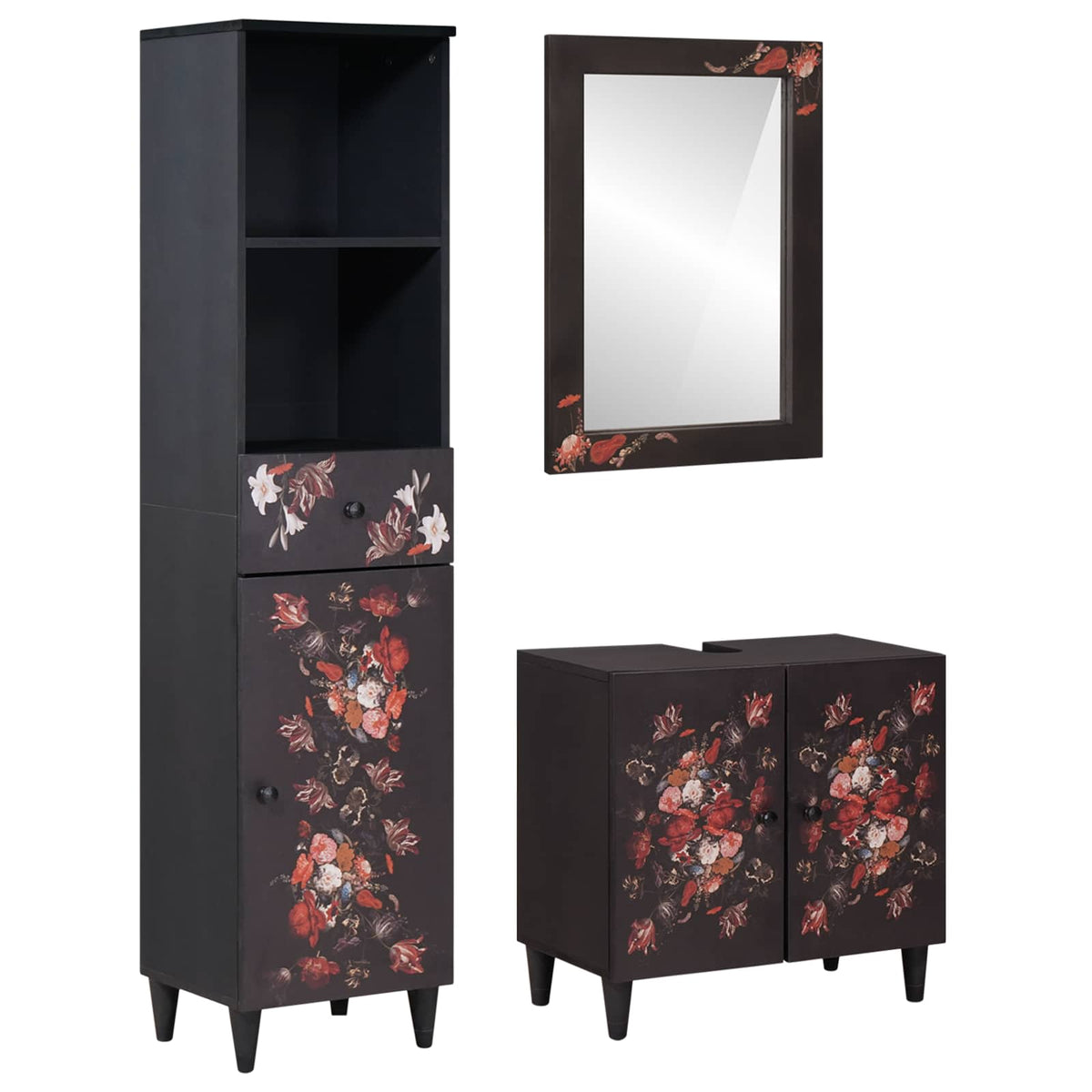 Set ormarića za kupaonicu s ladicama 3 pcs Čvrsto drvo manga