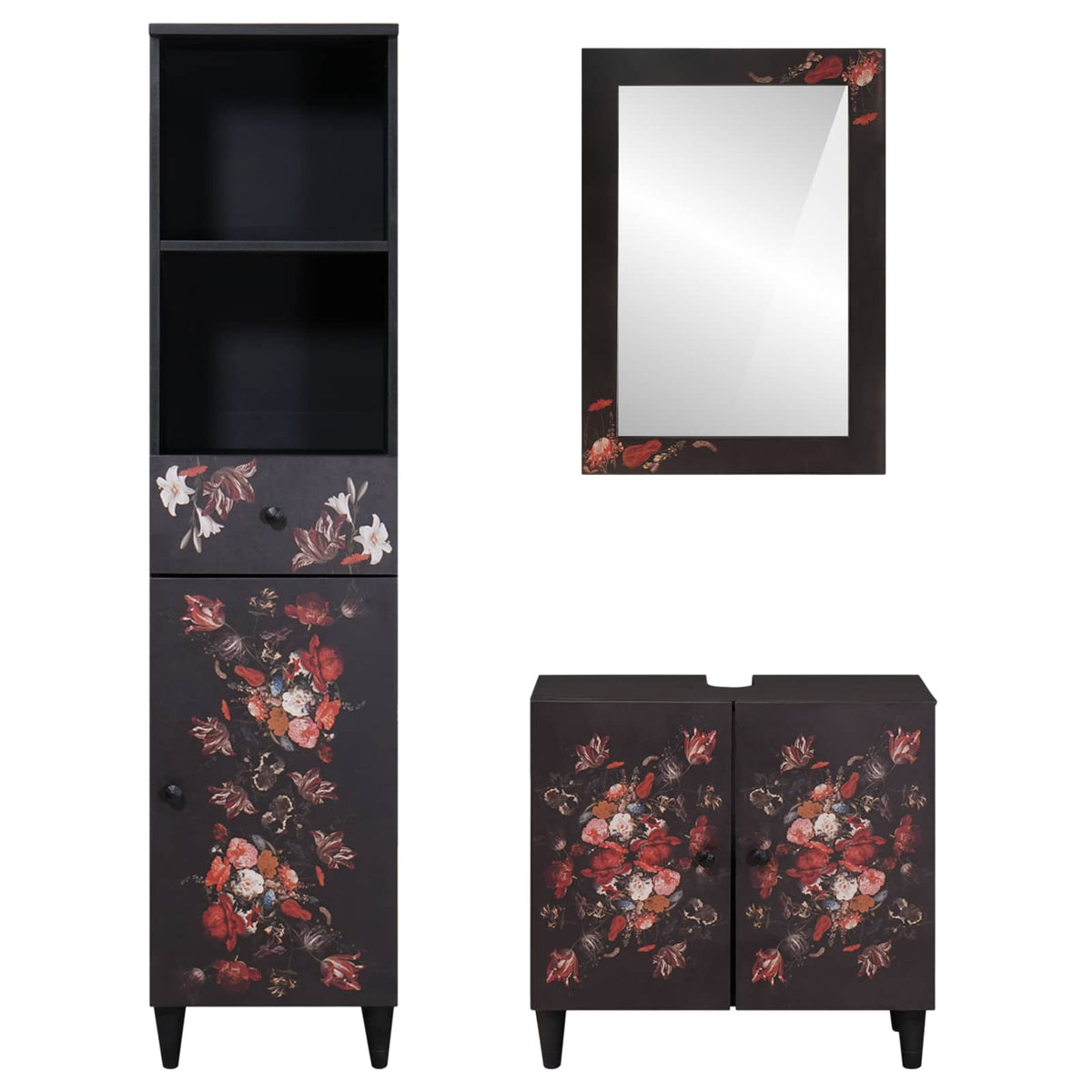 Set ormarića za kupaonicu s ladicama 3 pcs Čvrsto drvo manga