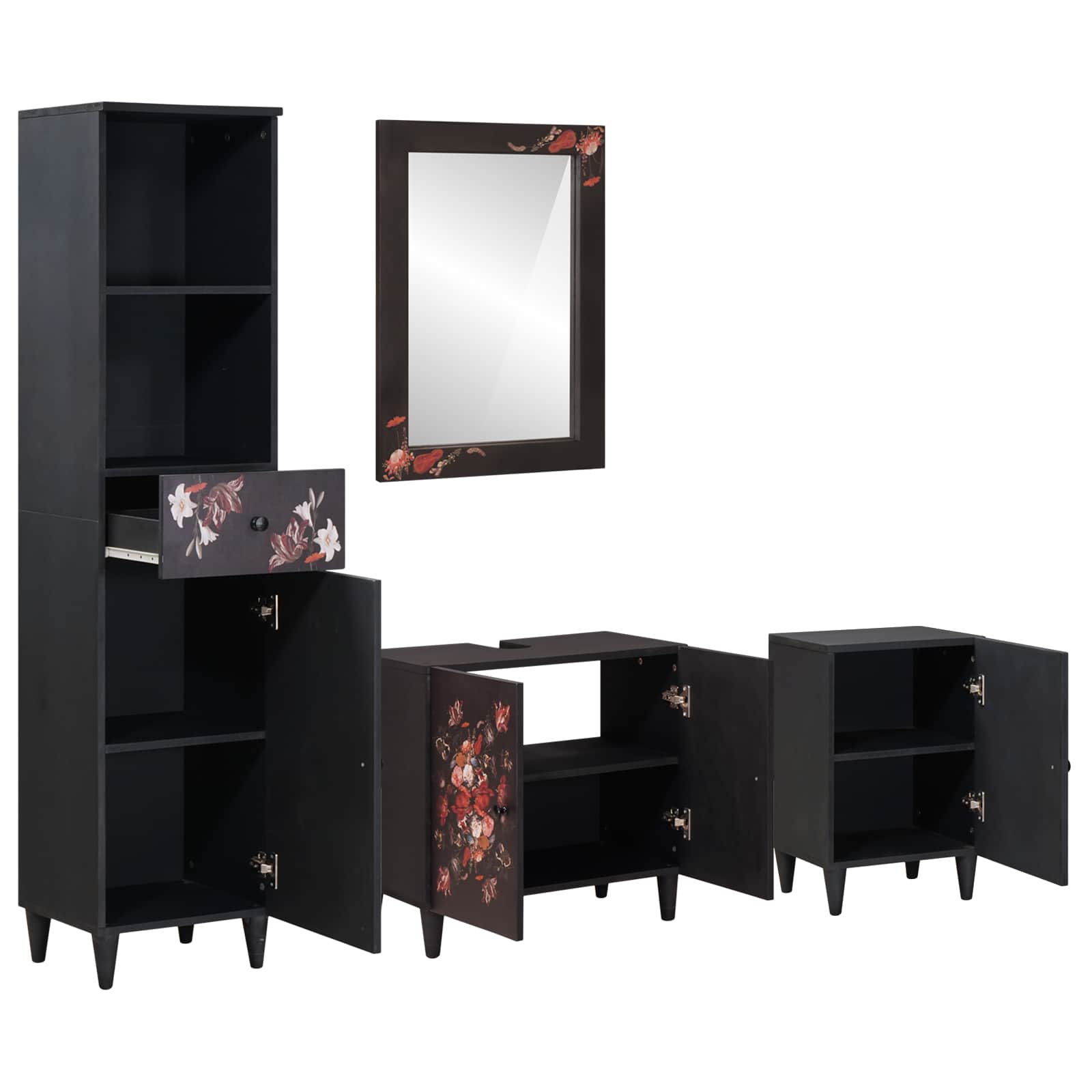 Set ormarića za kupaonicu s ladicama 4 pcs Čvrsto drvo manga