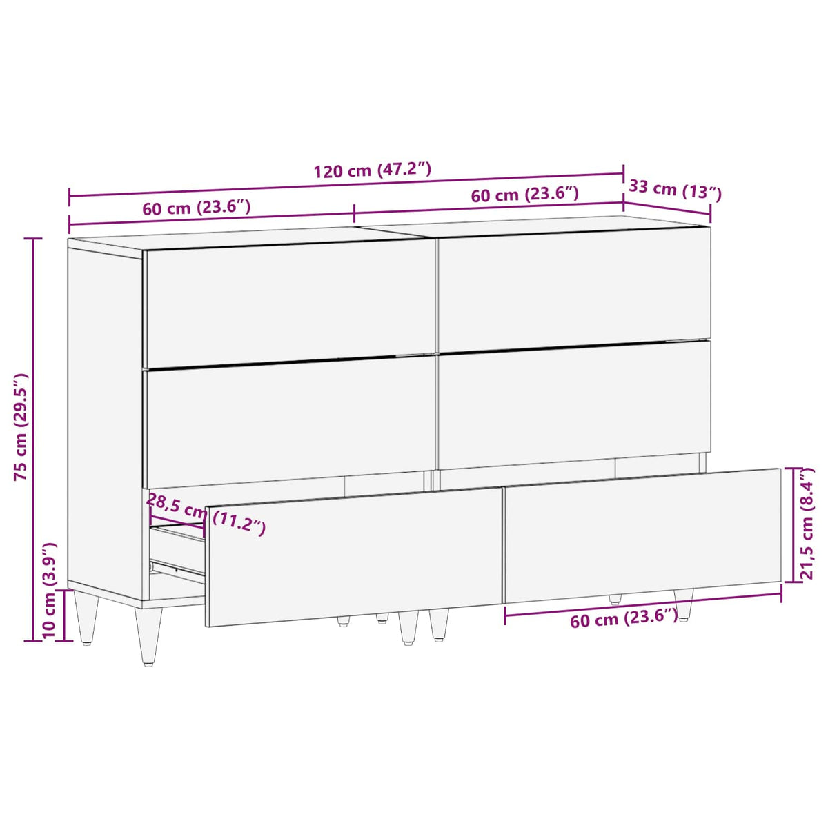 Kreveta 2 pcs boja meda 60 x 33 x 75 cm Čvrsto drvo manga