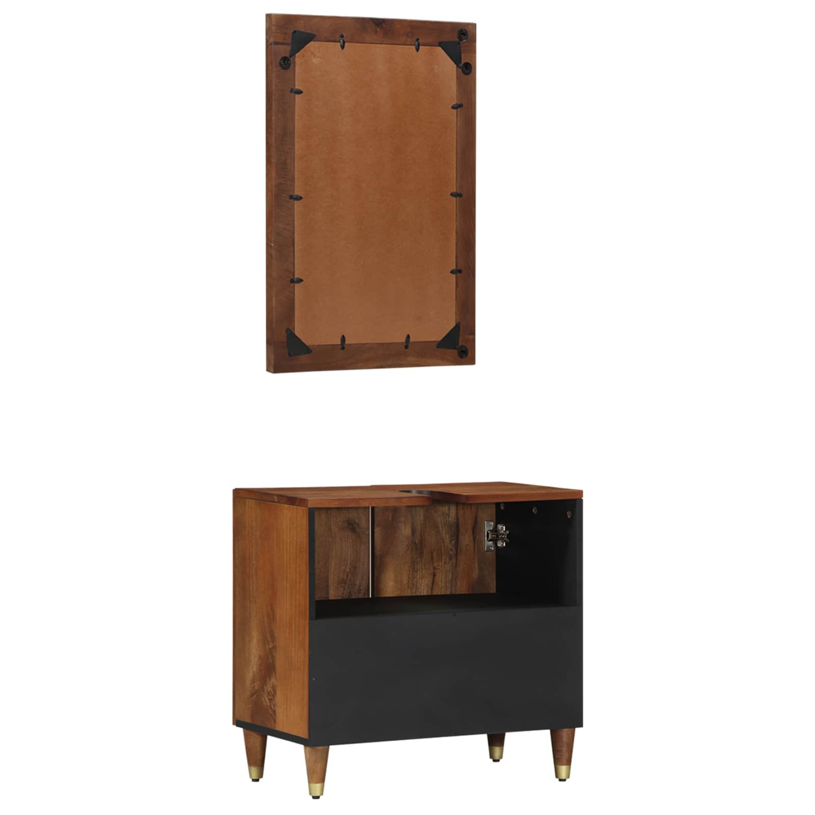 Set ormarića za kupaonicu 2 pcs Medeno smeđa Čvrsto drvo manga