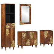 Set ormarića za kupaonicu 4 pcs Medeno smeđa Čvrsto drvo manga