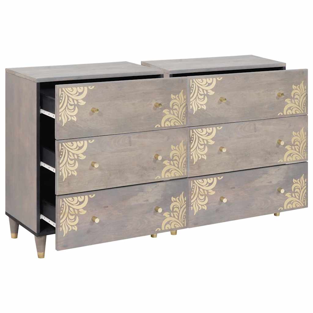 Kreveta s ladicama 2 pcs Siva 60 x 33 x 75 cm Čvrsto drvo manga