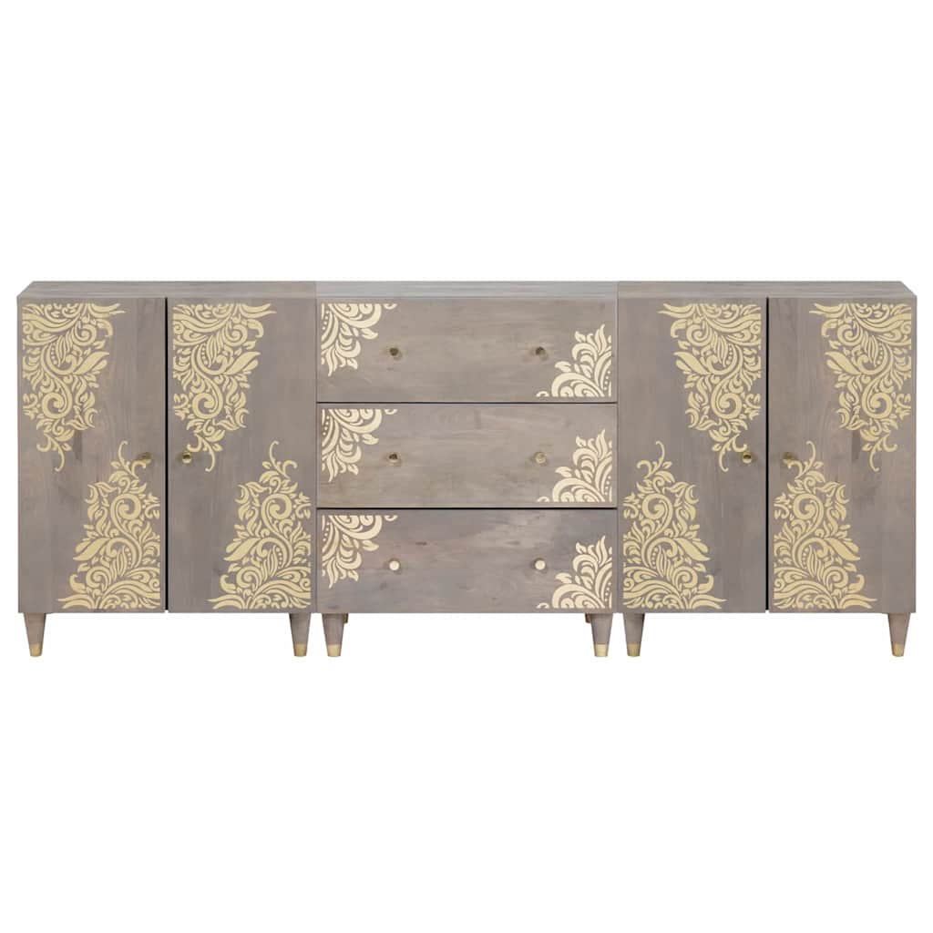 Set ormarića za kupaonicu 3 pcs Siva i zlatna 180 x 33 x 75 cm