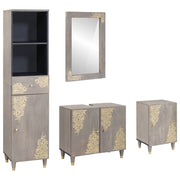 Set ormarića za kupaonicu Zidne 4 pcs Siva Čvrsto drvo manga