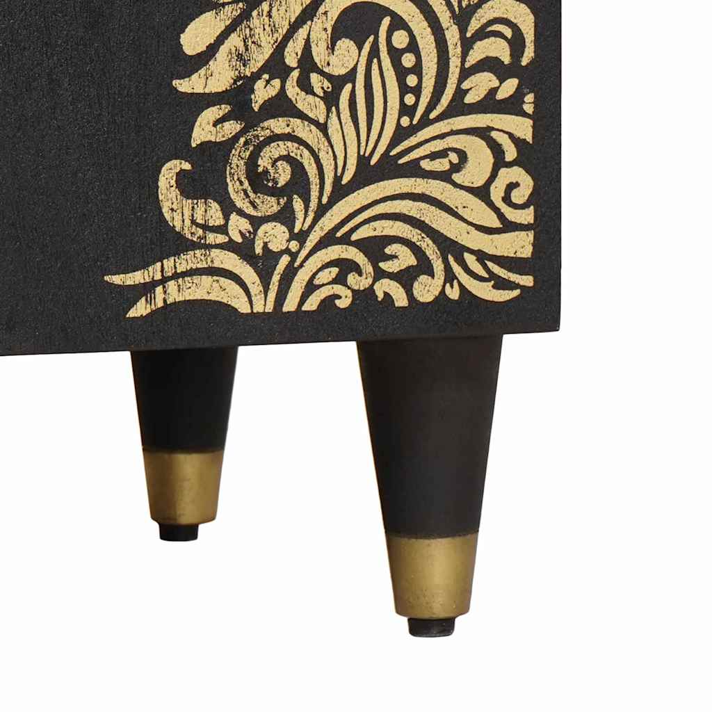 Set ormarića za kupaonicu Zidne 2 pcs Crna Čvrsto drvo manga