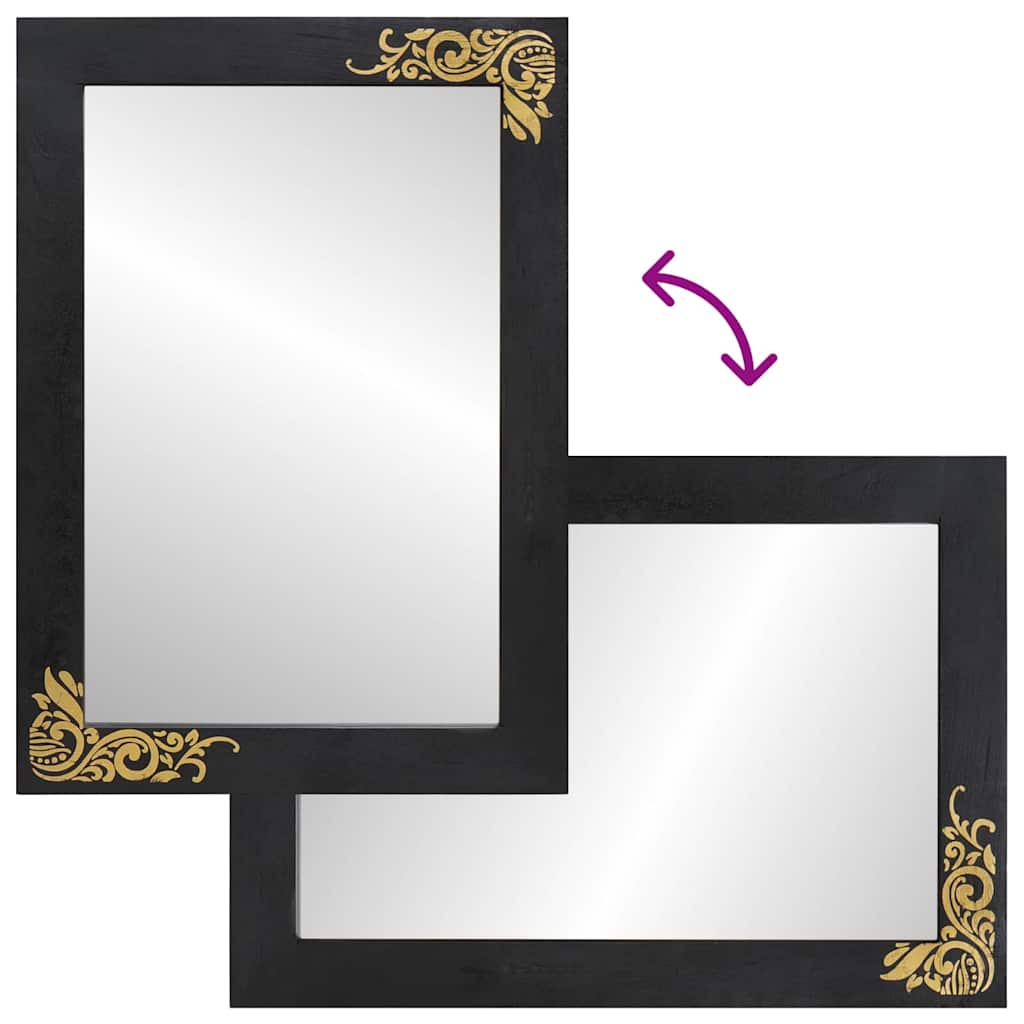 Set ormarića za kupaonicu Zidne 2 pcs Crna Čvrsto drvo manga