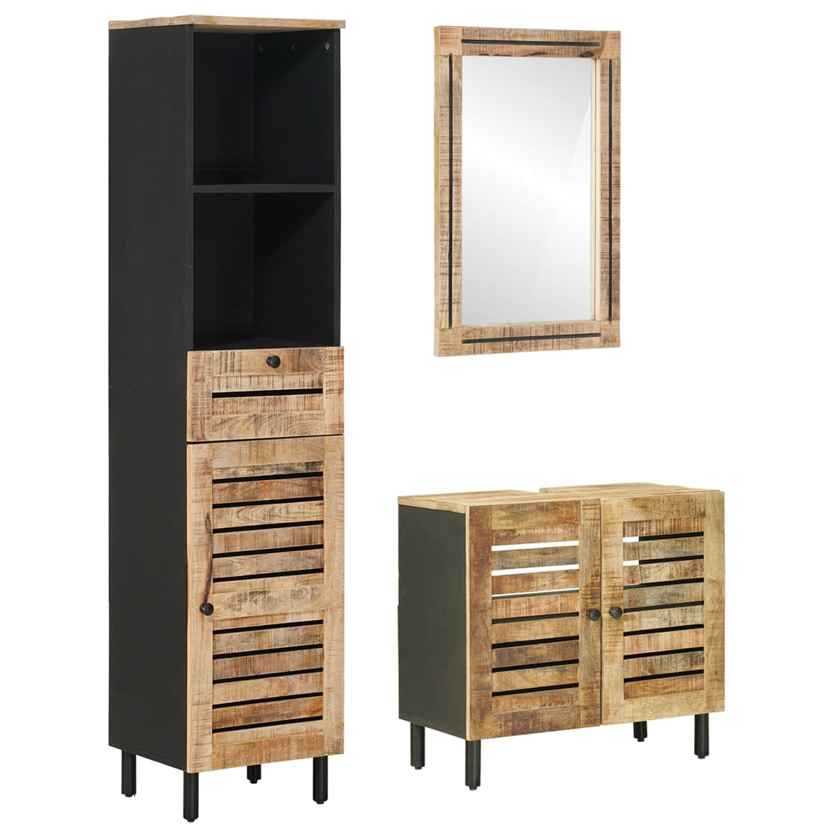 Set ormarića za kupaonicu 3 kom. Prirodna 38 x 33 x 160 cm