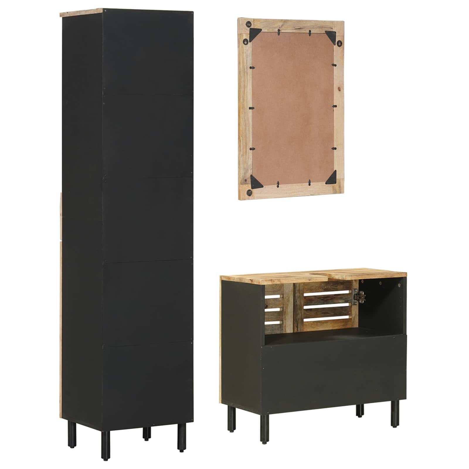 Set ormarića za kupaonicu 3 kom. Prirodna 38 x 33 x 160 cm