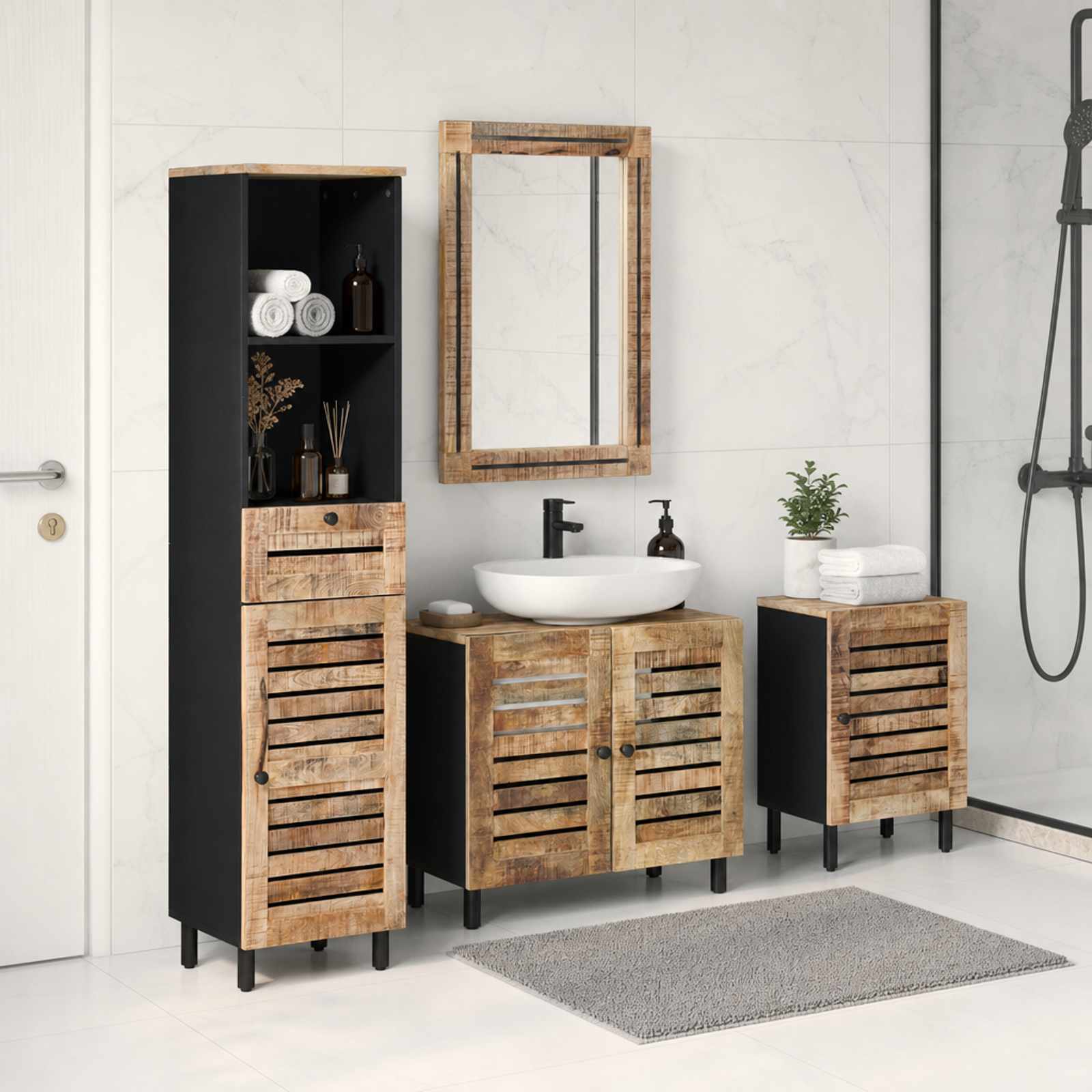 Set ormarića za kupaonicu 4 kom. Prirodna 38 x 33 x 160 cm