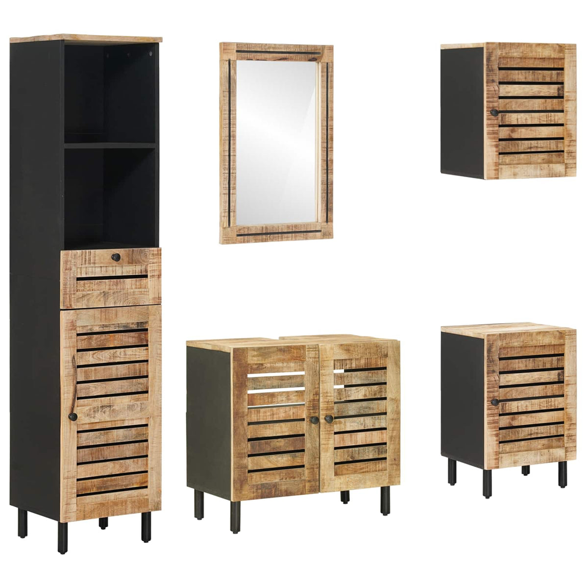 Set ormarića za kupaonicu 5 kom. Prirodna 38 x 33 x 160 cm