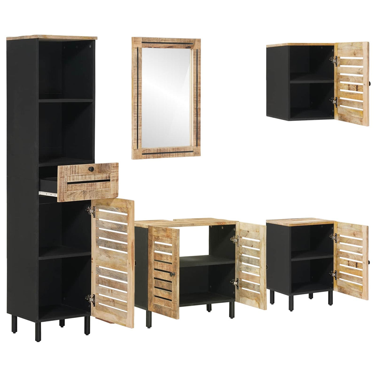 Set ormarića za kupaonicu 5 kom. Prirodna 38 x 33 x 160 cm