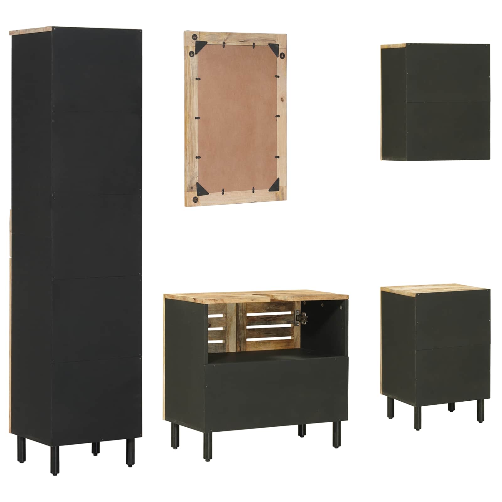 Set ormarića za kupaonicu 5 kom. Prirodna 38 x 33 x 160 cm
