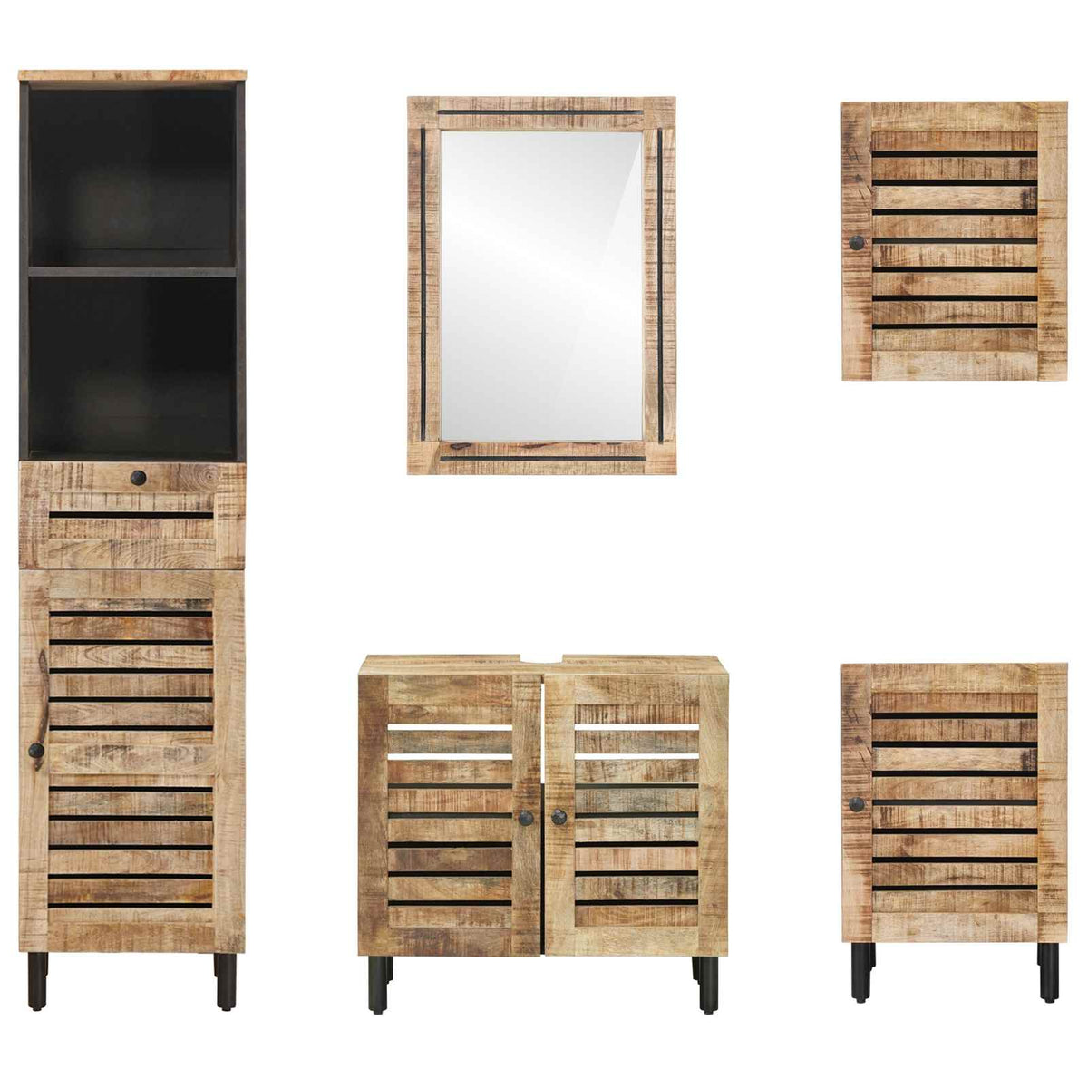 Set ormarića za kupaonicu 5 kom. Prirodna 38 x 33 x 160 cm