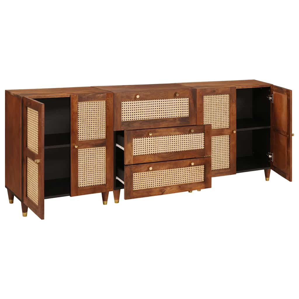 Set komoda 3 pcs Smeđa 180 x 33 x 75 cm Čvrsto drvo manga