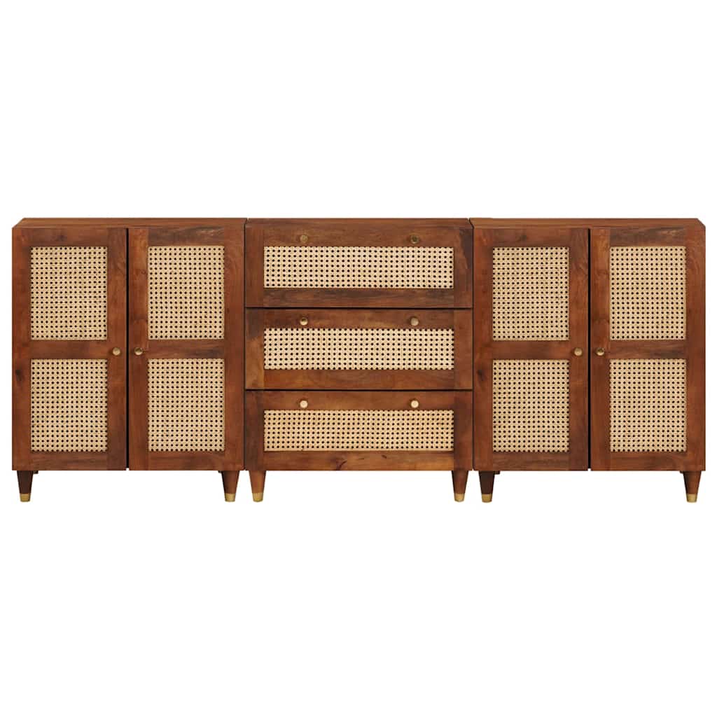 Set komoda 3 pcs Smeđa 180 x 33 x 75 cm Čvrsto drvo manga