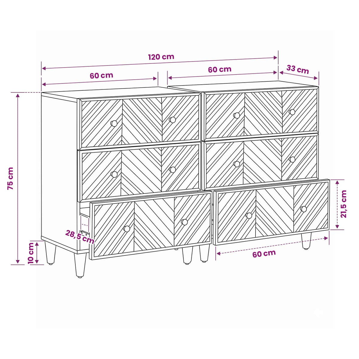 Ormari za skladištenje 2 pcs Smeđa 60 x 33,5 x 75 cm