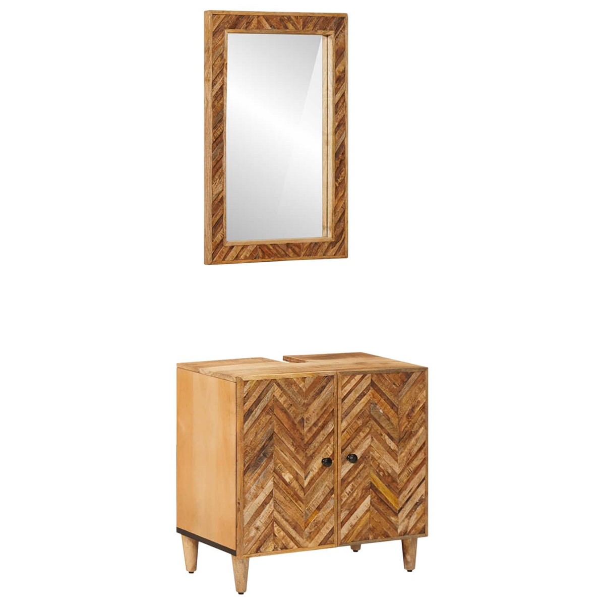 Set ormarića za kupaonicu Zidne 2 pcs Čvrsto drvo manga