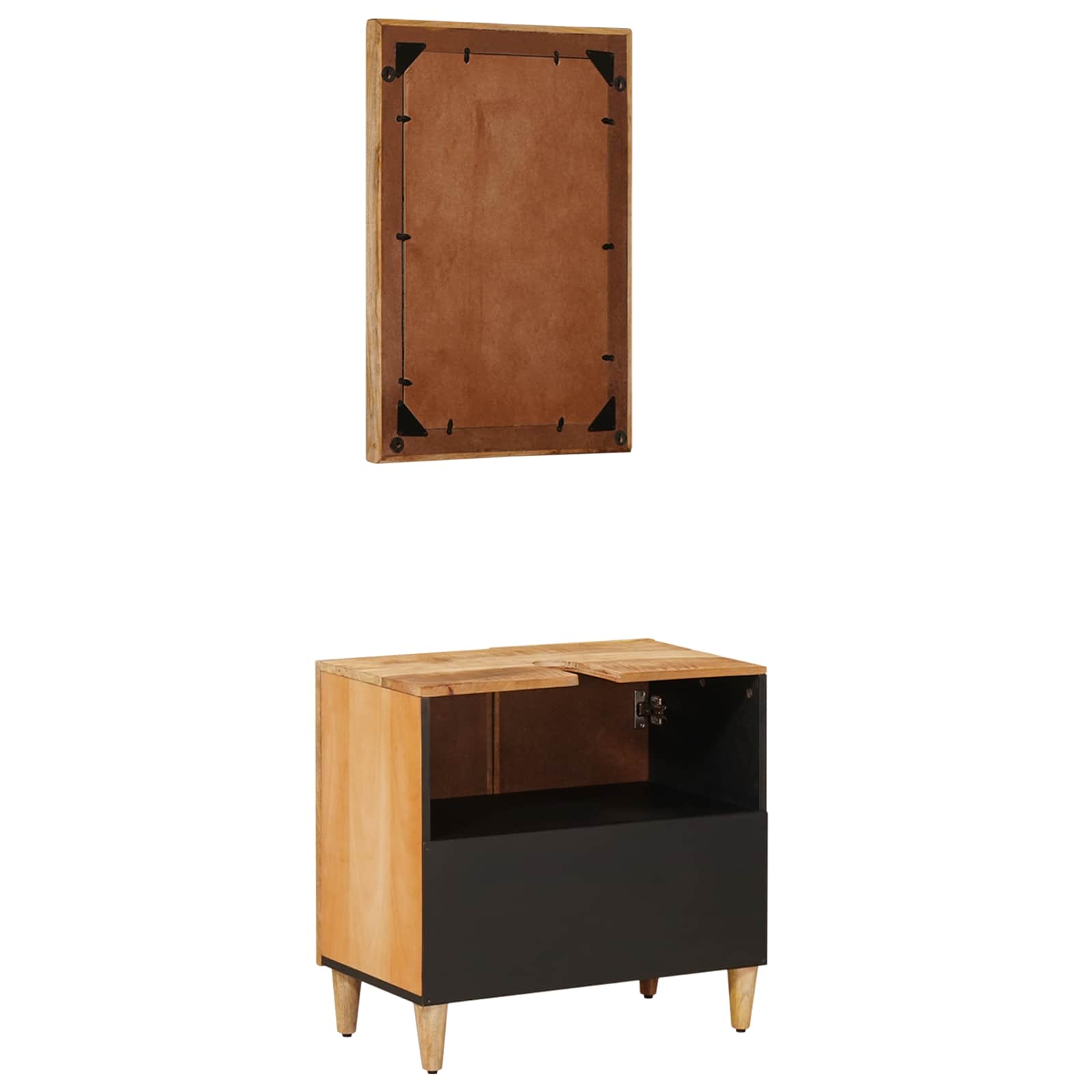 Set ormarića za kupaonicu Zidne 2 pcs Čvrsto drvo manga