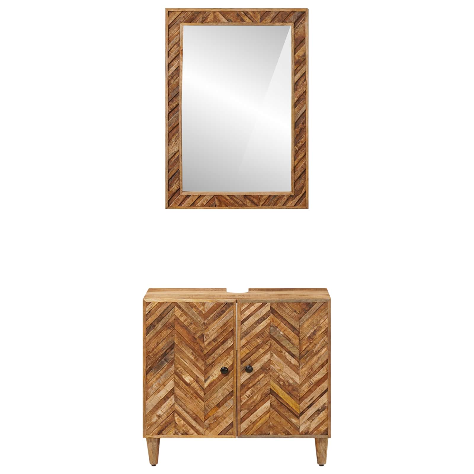 Set ormarića za kupaonicu Zidne 2 pcs Čvrsto drvo manga