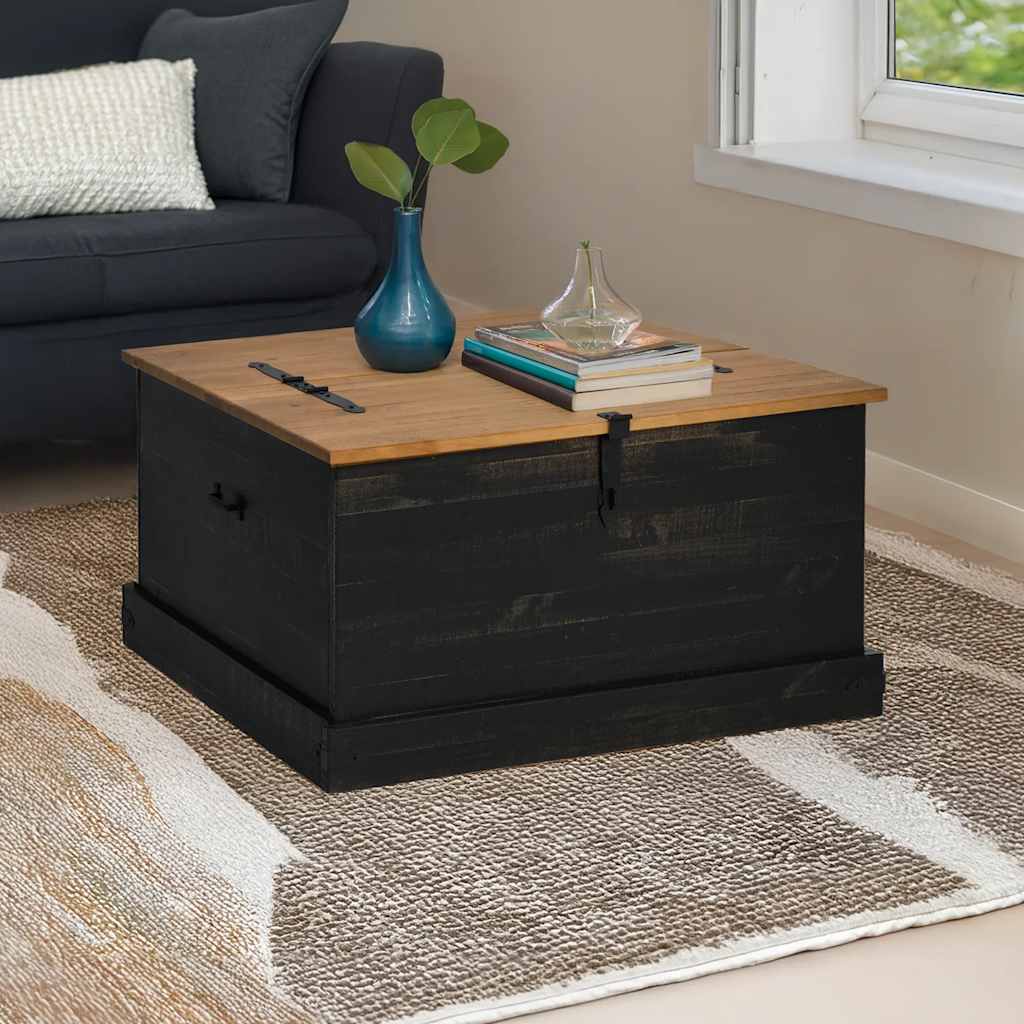Škrinja za pohranu HALDEN crna 91x91x47 cm puno drvo bor