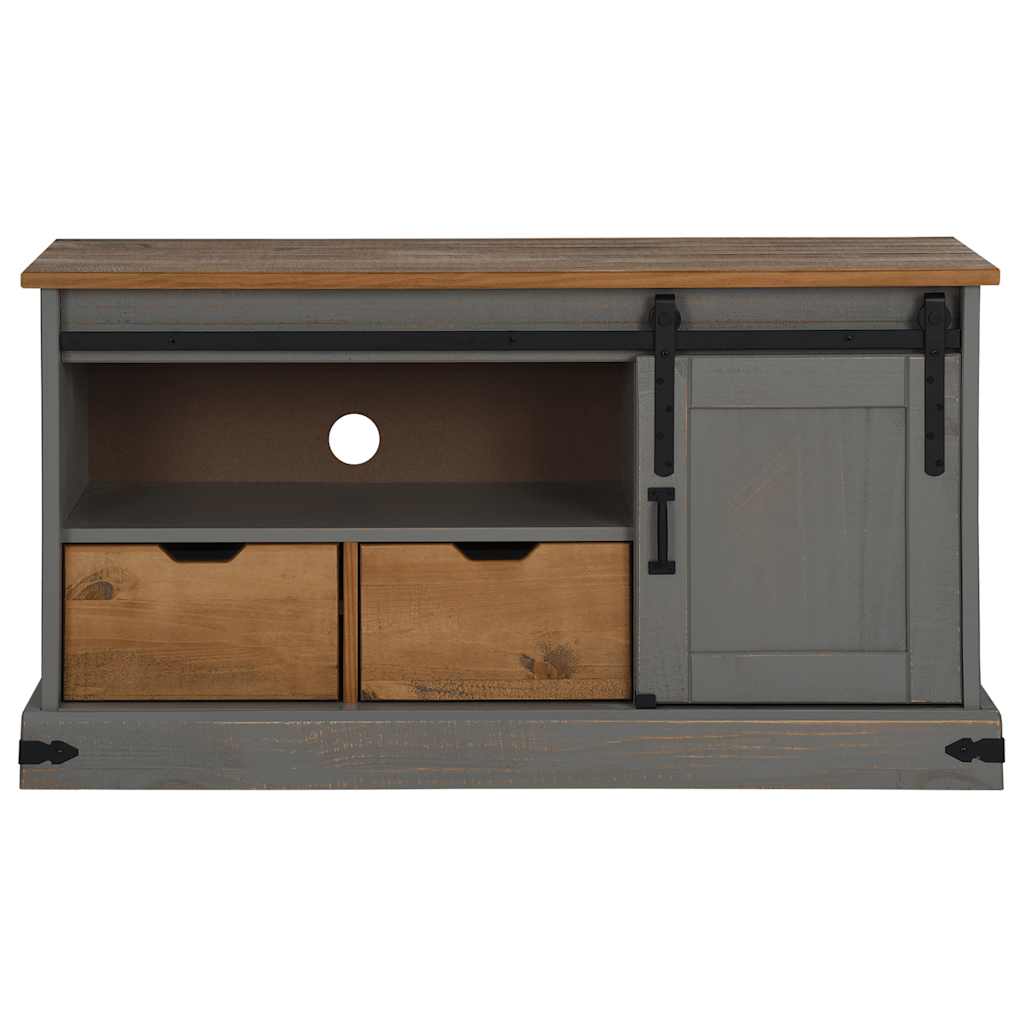 TV ormarić HALDEN s kliznim vratima sivi 110x40x60 cm puno drvo