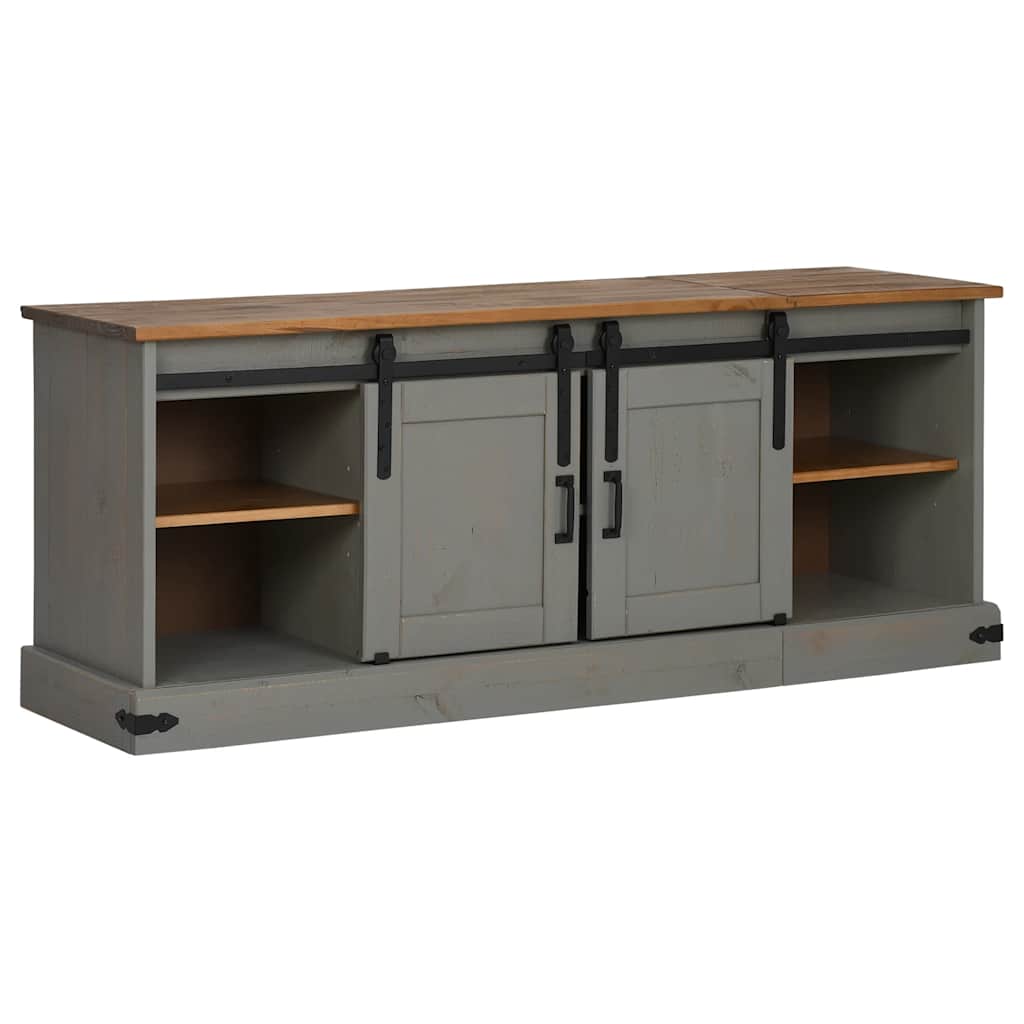 TV ormarić HALDEN 2 klizna vrata sivi 150x40x60 cm puno drvo