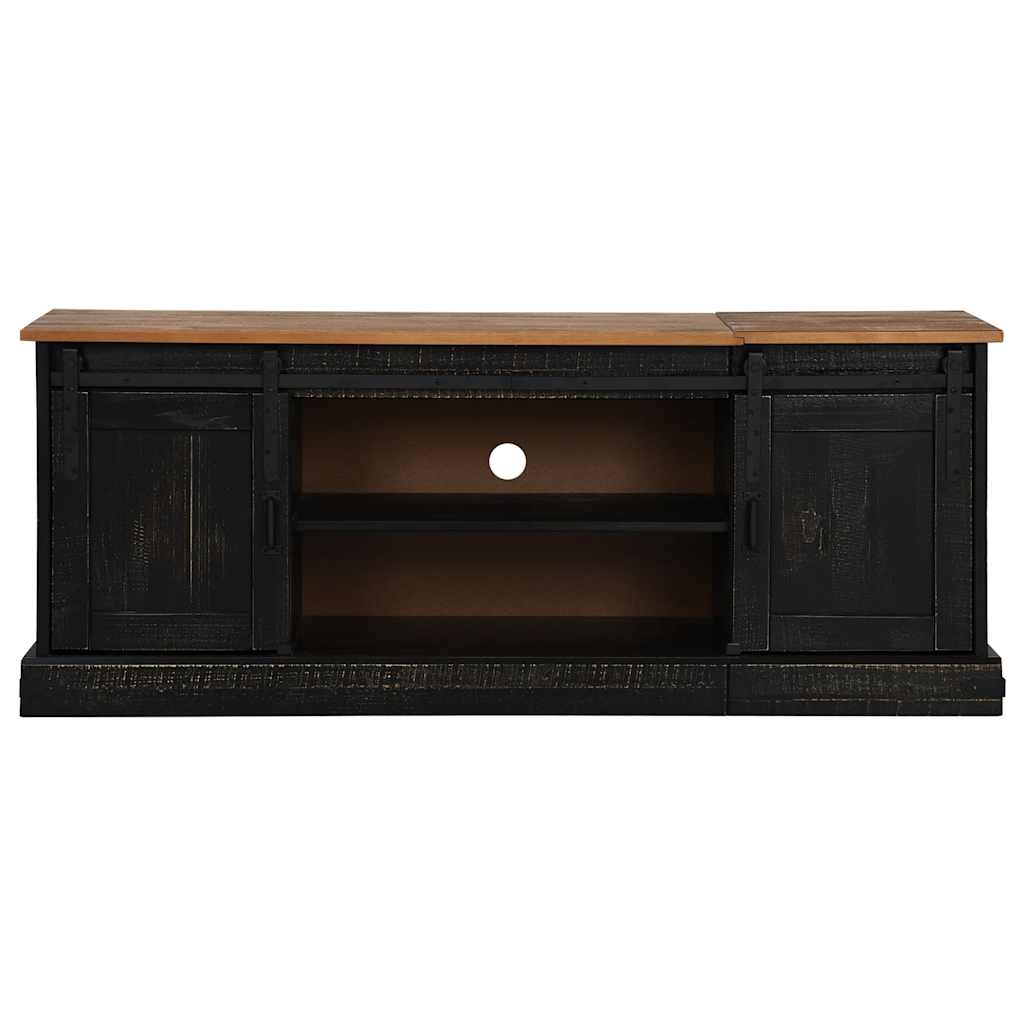 TV ormarić HALDEN 2 klizna vrata crni 150x40x60 cm puno drvo