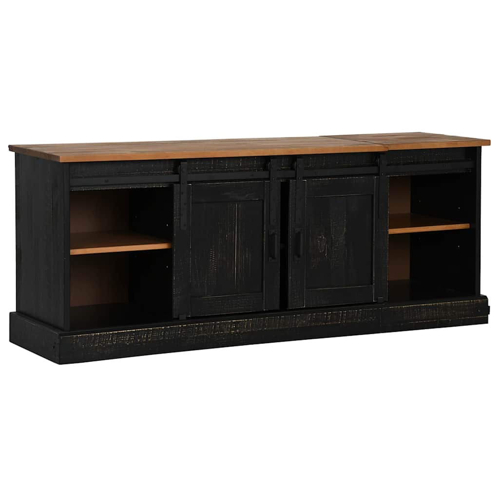 TV ormarić HALDEN 2 klizna vrata crni 150x40x60 cm puno drvo