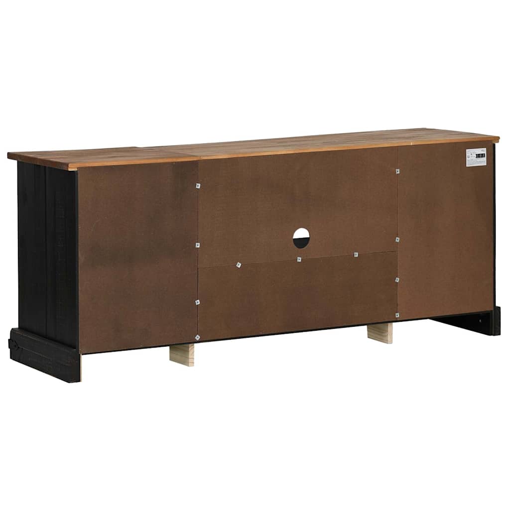 TV ormarić HALDEN 2 klizna vrata crni 150x40x60 cm puno drvo