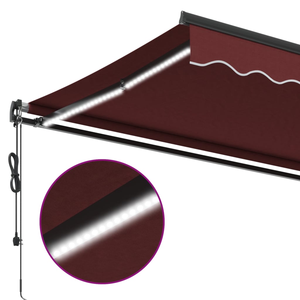 Tenda na automatsko uvlačenje s LED svjetlima bordo 350x250 cm