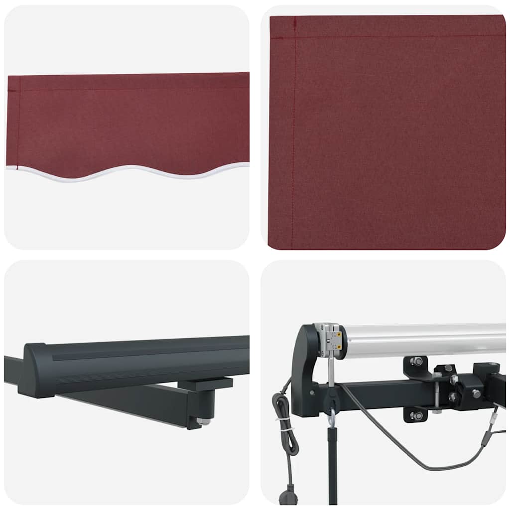 Tenda na automatsko uvlačenje s LED svjetlima bordo 450x300 cm