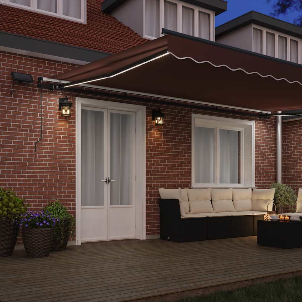 Tenda na ručno uvlačenje s LED smeđa 500 x 300 cm