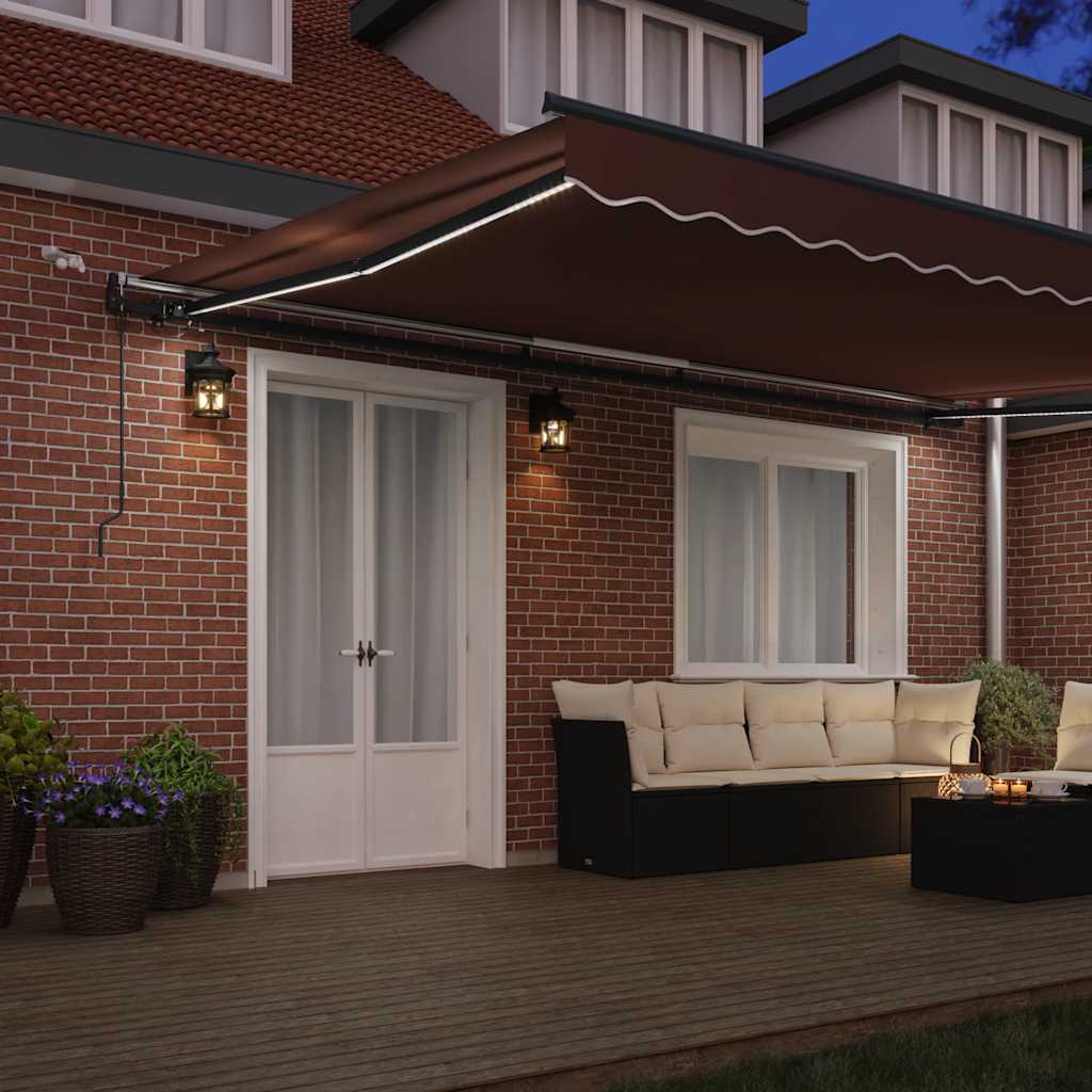 Tenda na automatsko uvlačenje s LED smeđa 500x300 cm