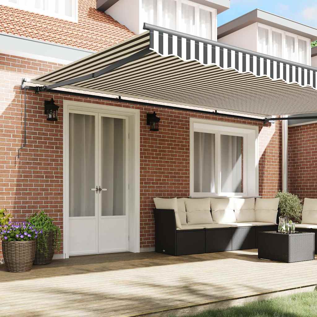 Tenda na ručno uvlačenje antracit i bijela 500 x 300 cm